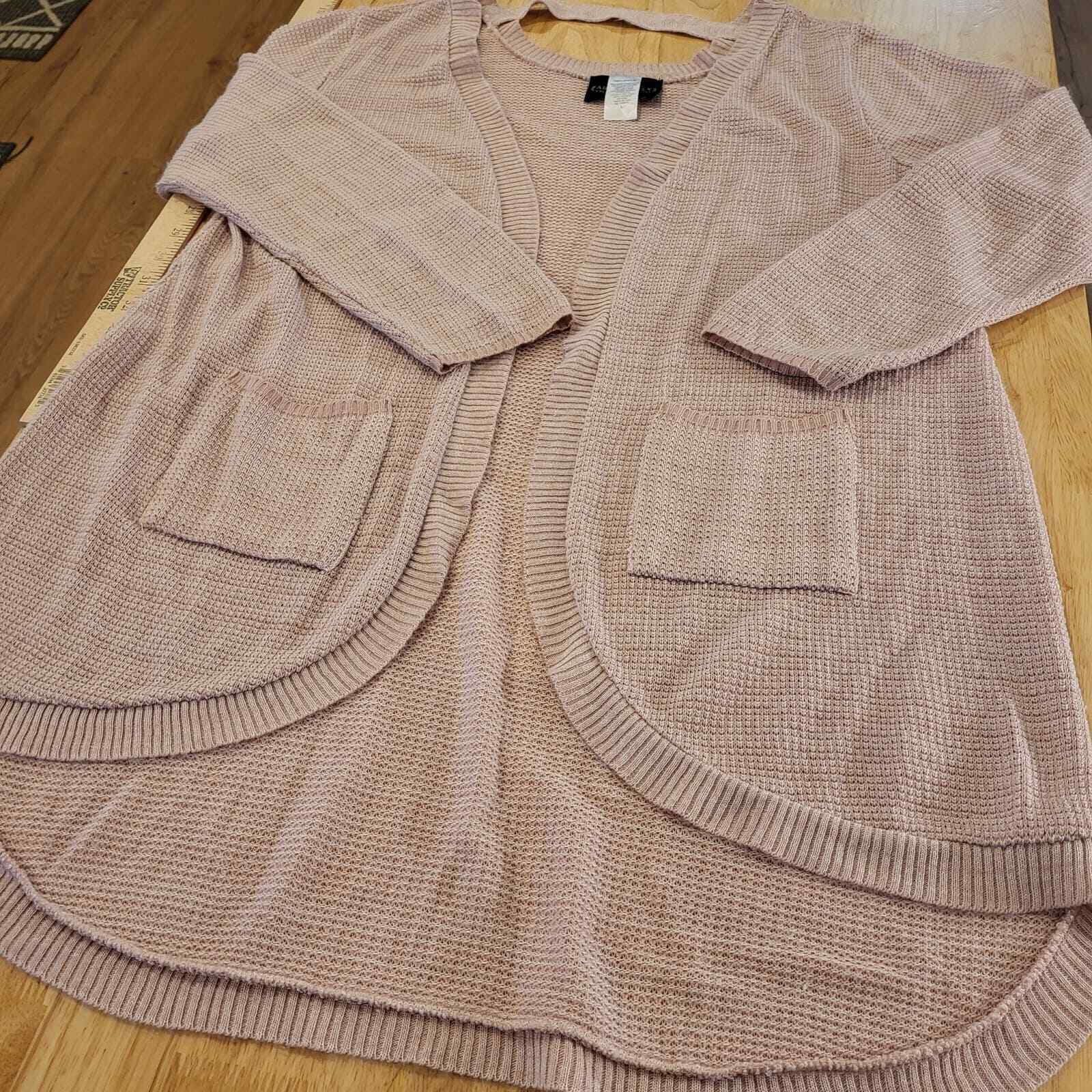 Pink Knit Cardigan Back Cutout Curved Hem Long Sleeve Balletcore