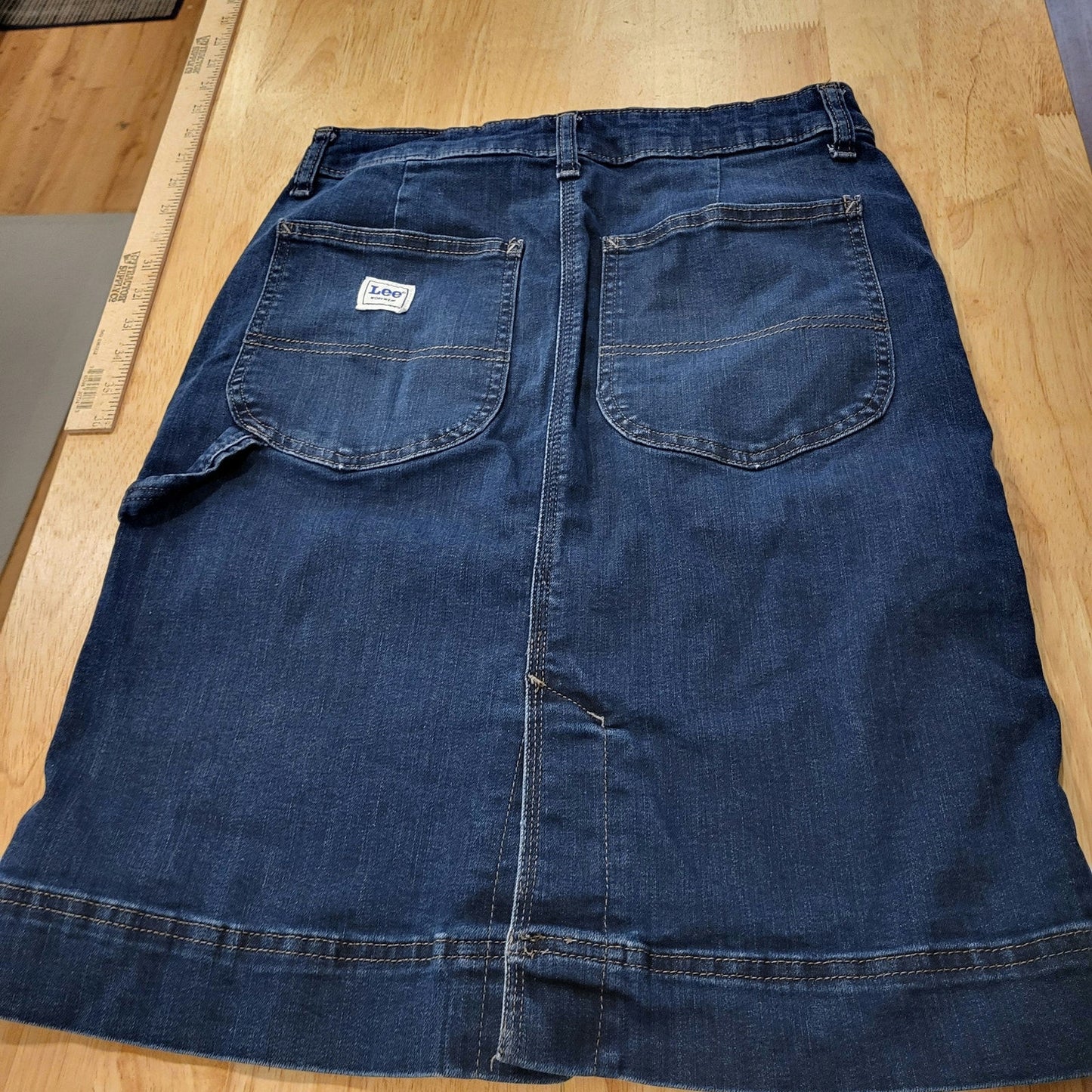 Vintage Denim Lee Midi Skirt Logo Tab 28" Waist 