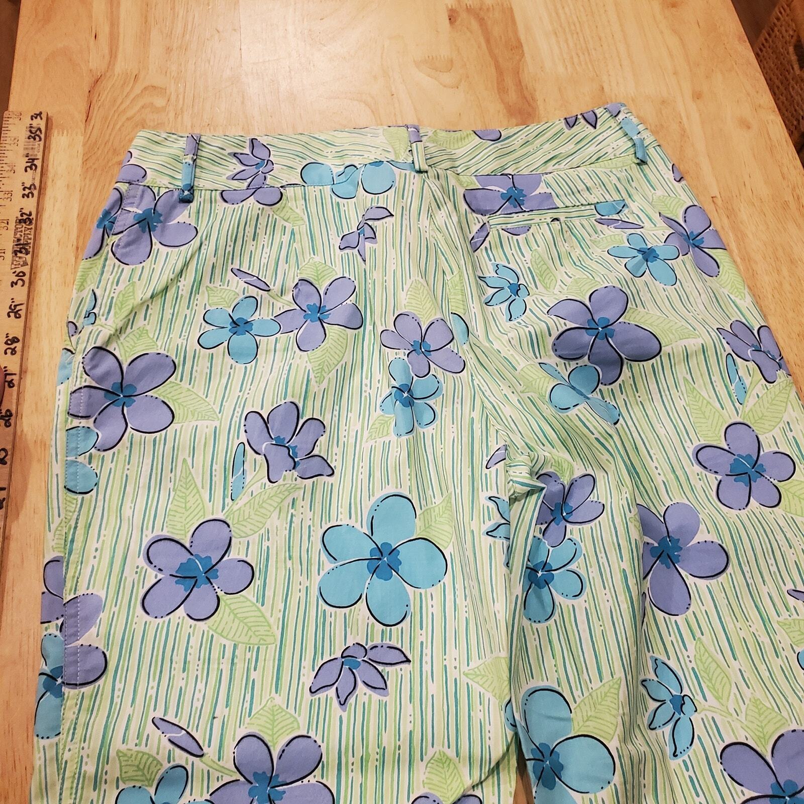 Lilly Pulitzer green striped flower pants