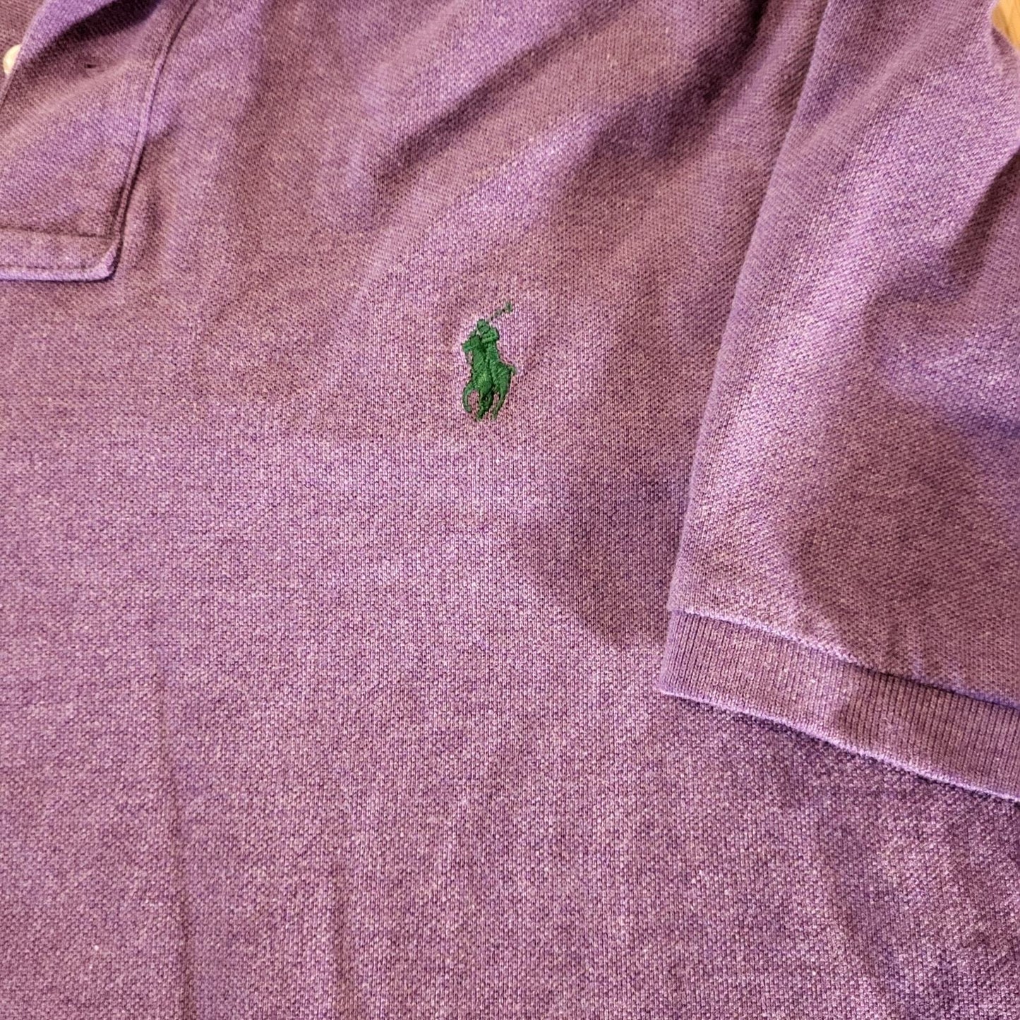 Purple Polo Ralph Lauren Cutson Fit XXL Golf Polo Knit Stretch Cotton Green Logo