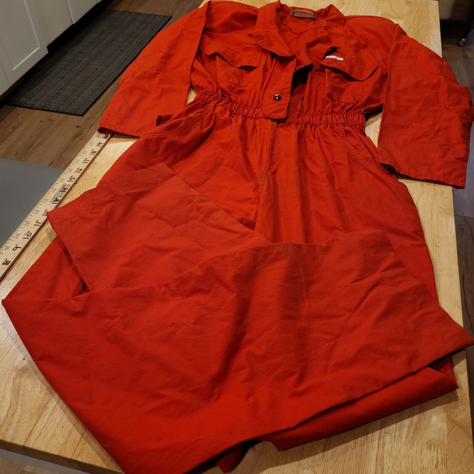 Vintage Red Saint Germain Paris Jumpsuit Elastic Waist Zip 28"-38" Waist