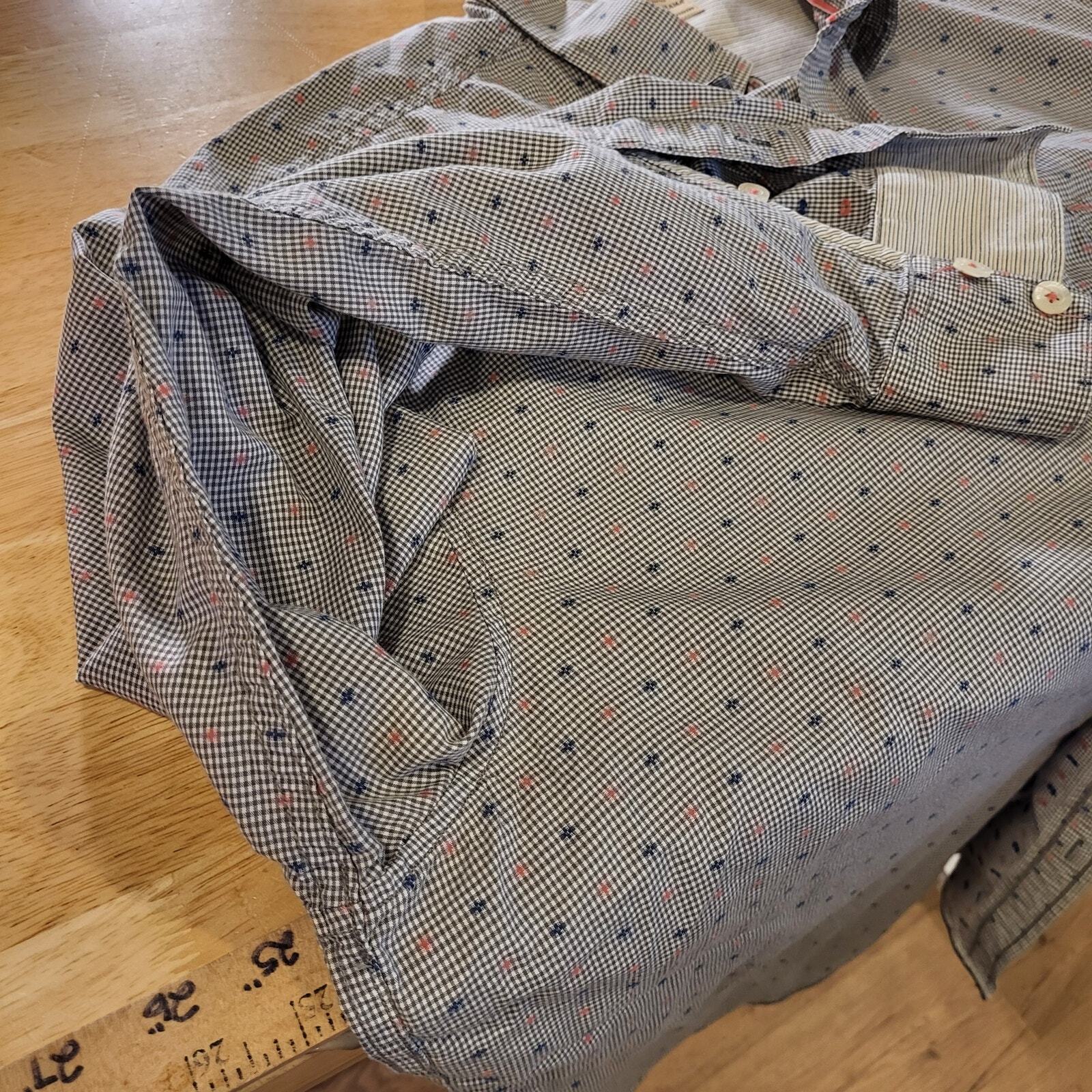 Tommy Bahama Jeans Blue Striped Cotton Shirt XL Collar Button Pocket