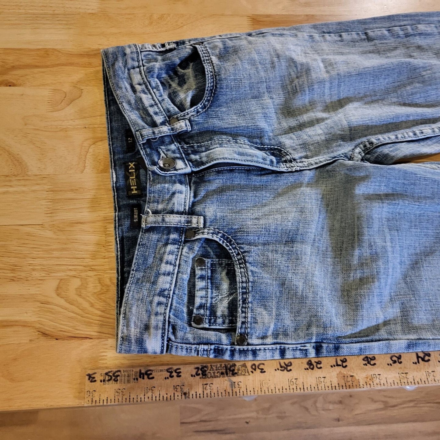 Helix Iron Cross Pocket Slim Boot Cut Jeans 10 Y2k 90's Vintage Goth Punk Emo