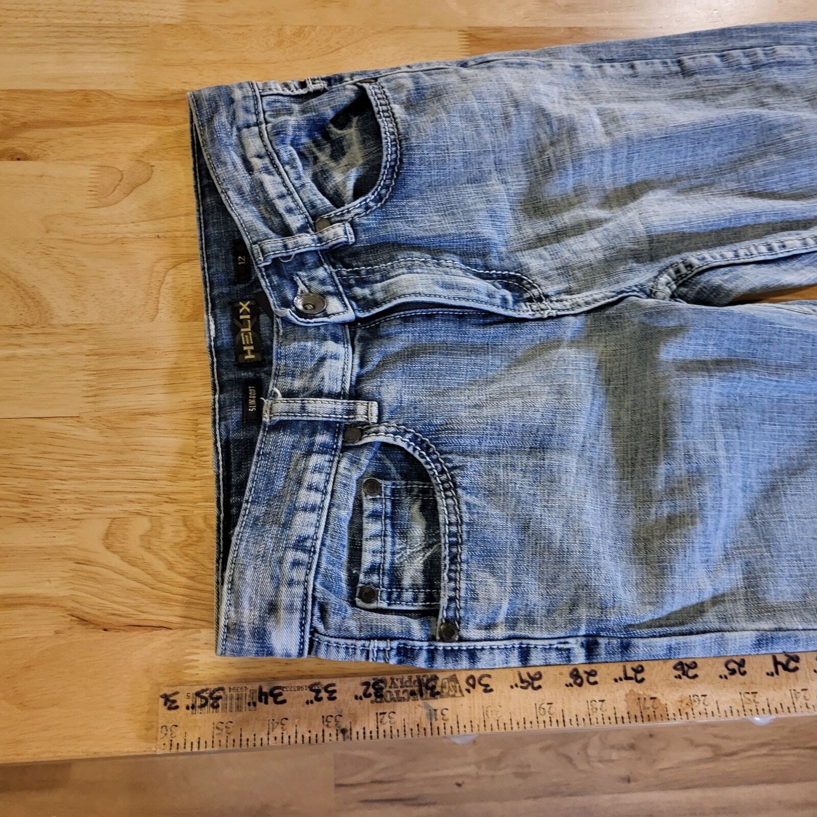 Helix Iron Cross Pocket Slim Boot Cut Jeans 10 Y2k 90's Vintage Goth Punk Emo