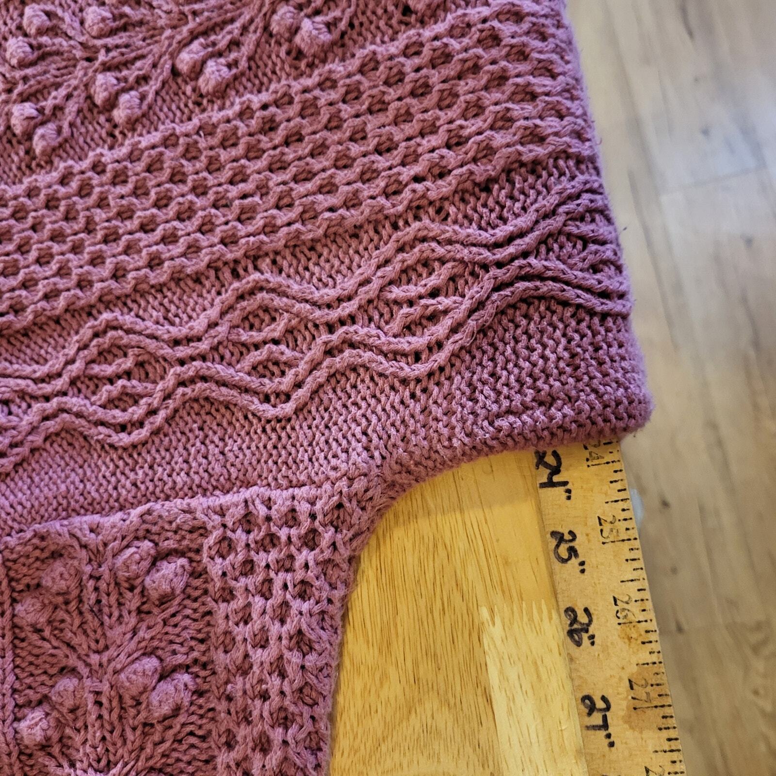 Vintage Express Tricot Handknit 55% Ramie 45% Cotton Pink Oversized Shoulder Pad