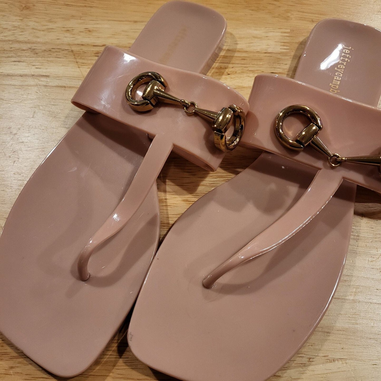 New Without Tag Jeffery Campbell Nude Gold Sandel Jelly USA 10 Eur 41 10"