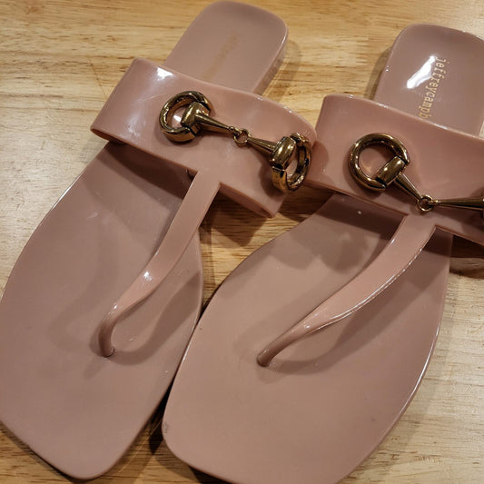 New Without Tag Jeffery Campbell Nude Gold Sandel Jelly USA 10 Eur 41 10"