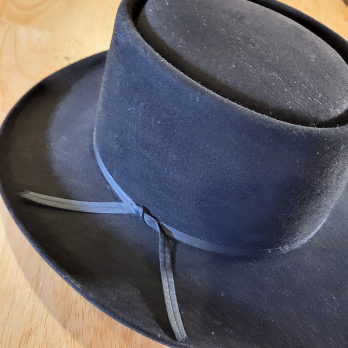 Resistol Gambler 6 7/8 Black Wester Hat Felt Wide Brim With Box Very Clean 
