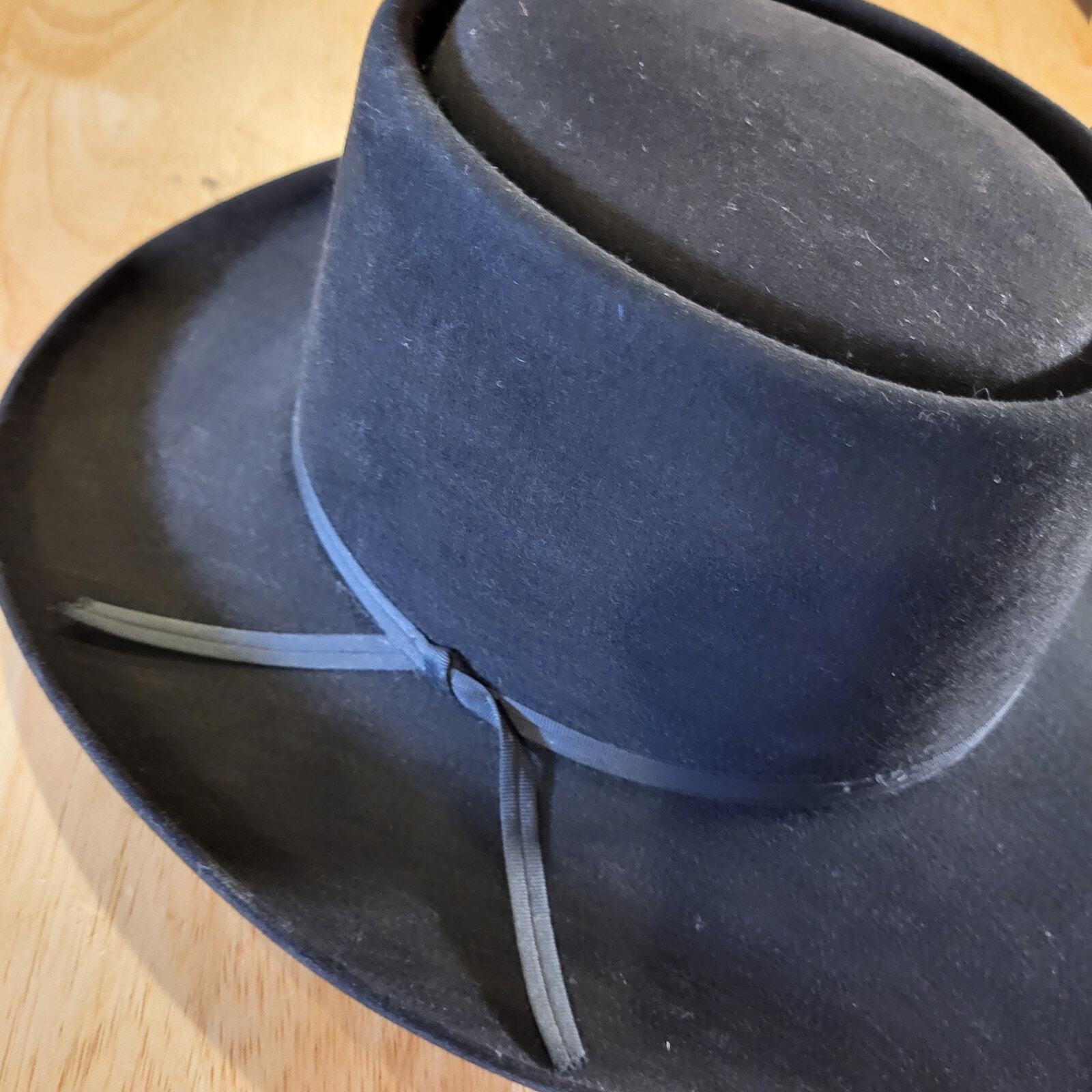 Resistol Gambler 6 7/8 Black Wester Hat Felt Wide Brim With Box Very Clean 
