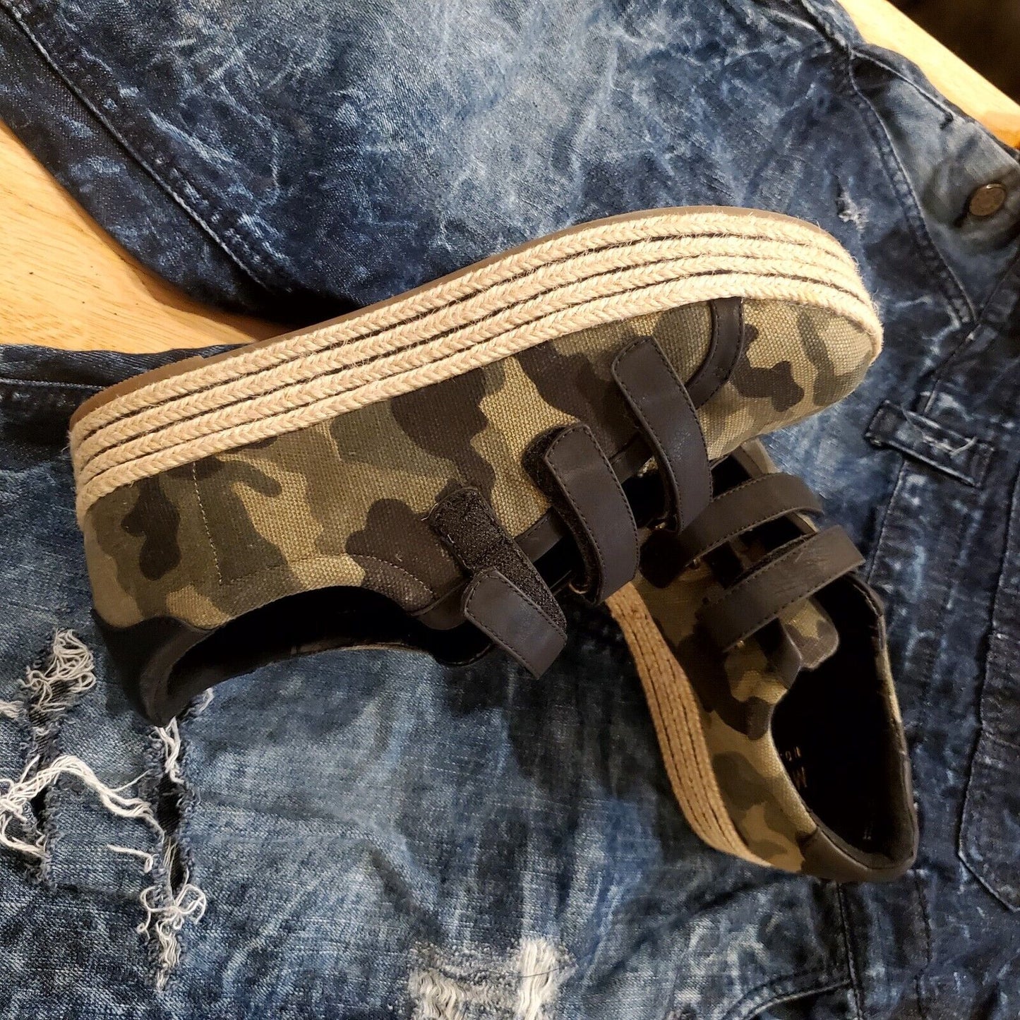 Mix No.6 Platform Camouflage 3 Hook & Loop Strap Espadrille 9.5