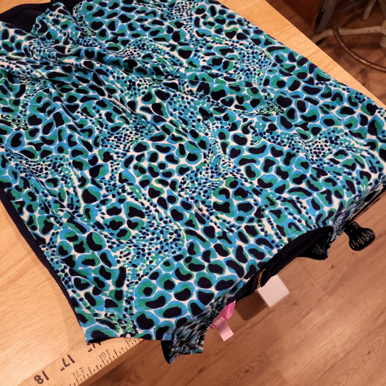 Lilly Pulitzer Blue Animal Print Giraffe Tank Contrast Back Gold Zipper xs