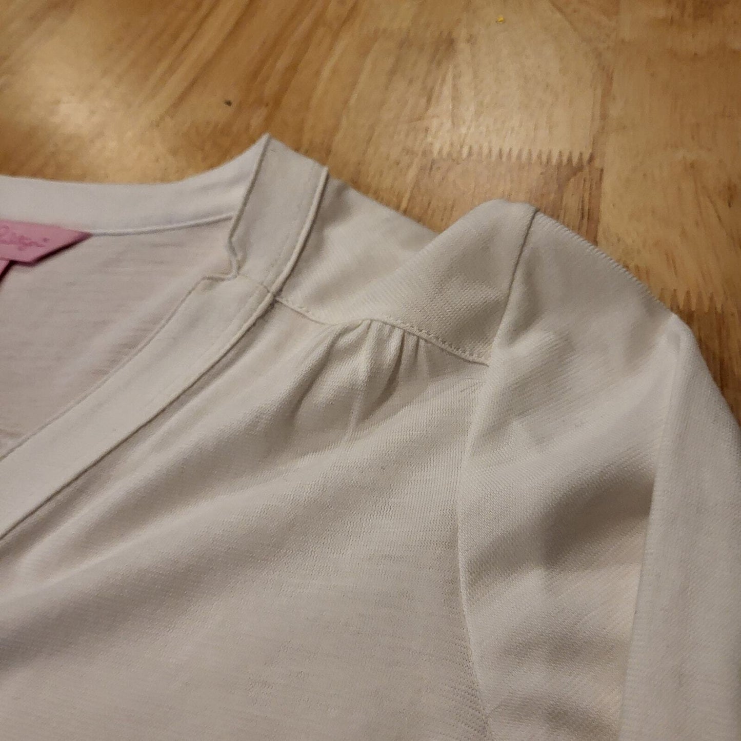 Lilly Pulitzer Jersey Long Sleeve Notch Collar Gold Button Long Sleeve Top XS
