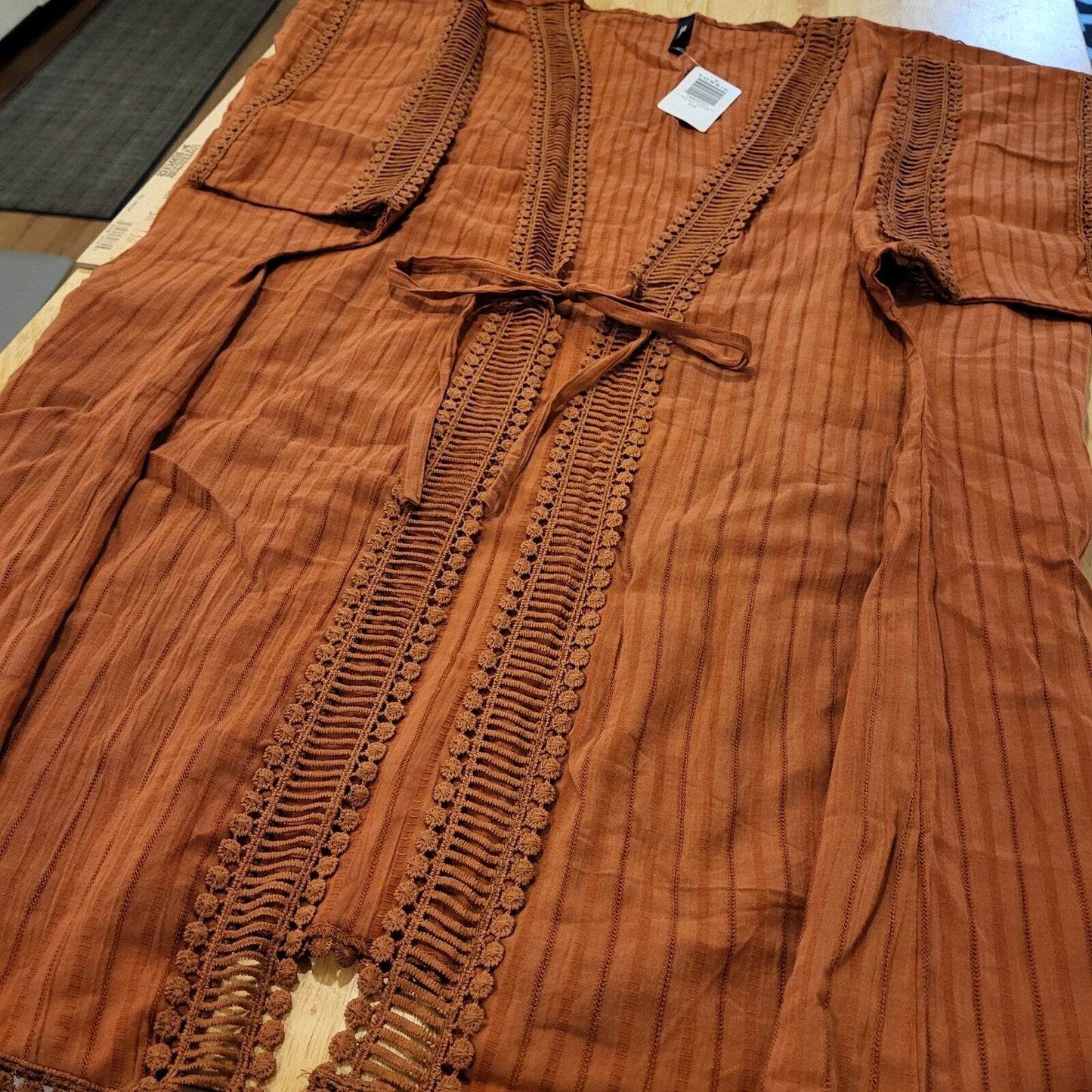 Torrid 1/2 14/18 NWT Brown Beach Cover Cotton Lace Detail Tie Waist Short 