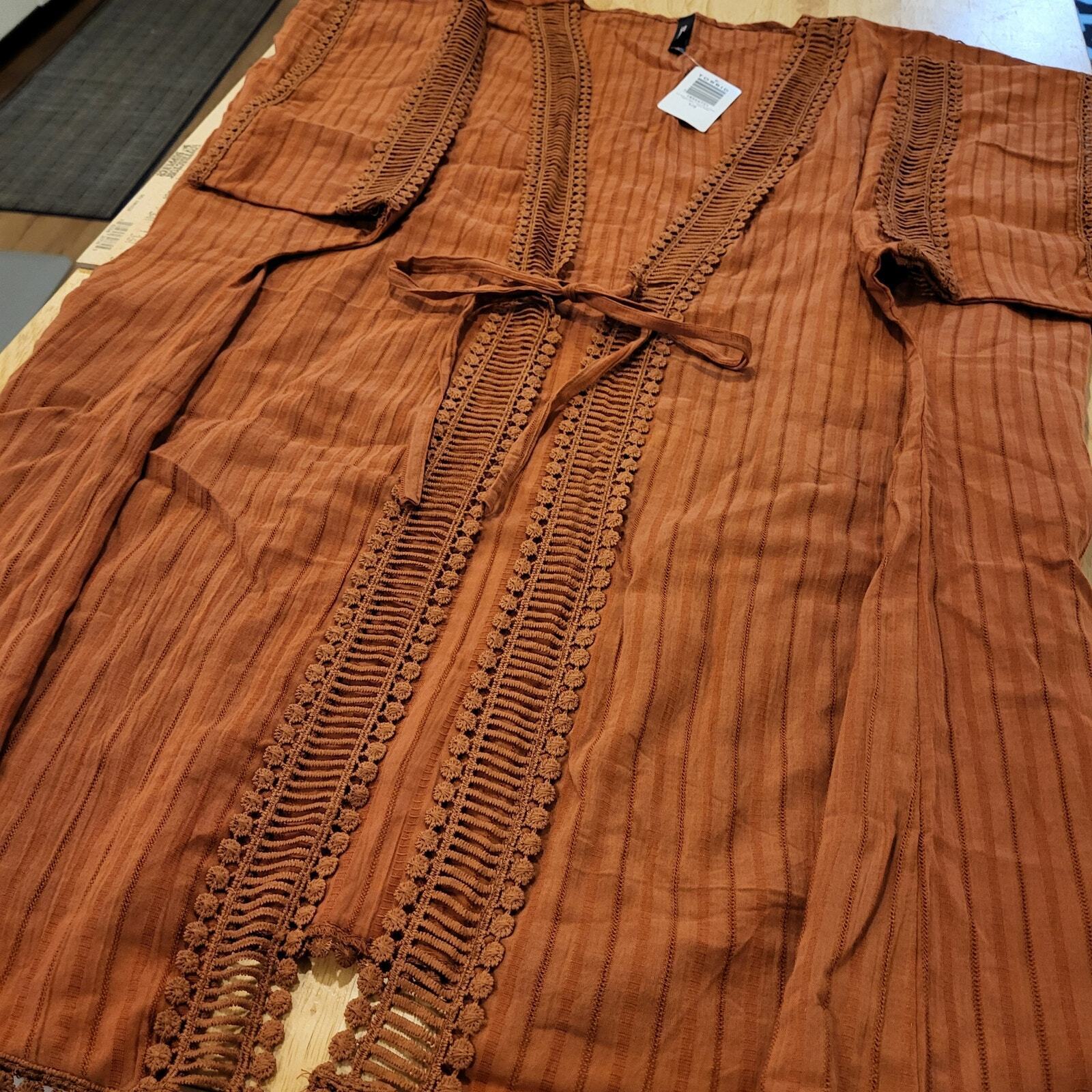 Torrid 1/2 14/18 NWT Brown Beach Cover Cotton Lace Detail Tie Waist Short 