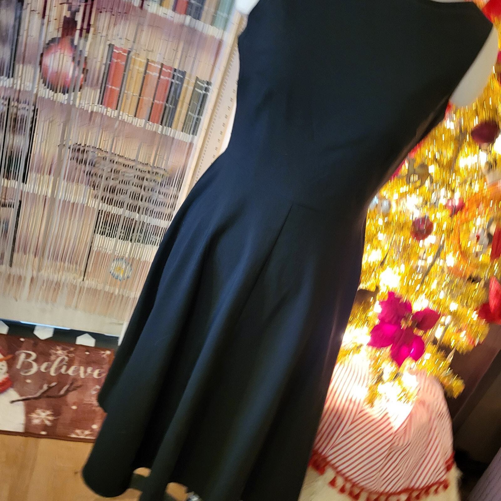 Black Betty Paige BY Tatiana Dress Winged Back Detail Viscose Blend XS 45" Long
