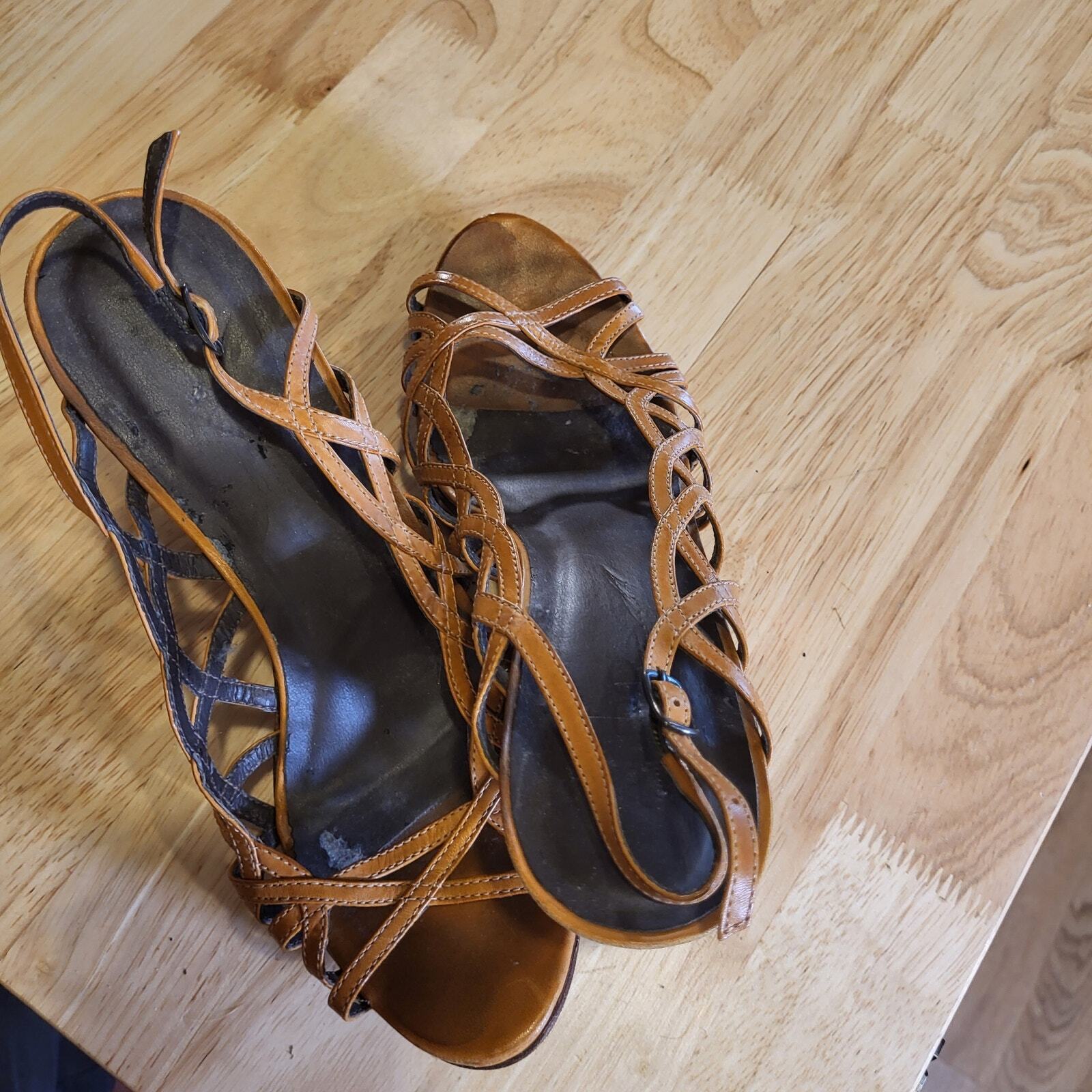 Light Brown Strappy Wedge Aldo Shoes Sling Back Size 8