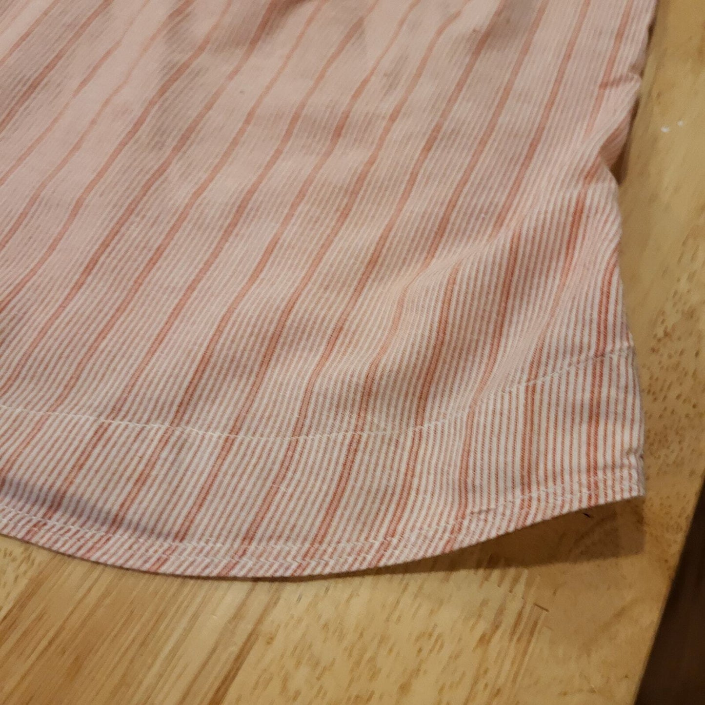 Ruff Hewn 100% Cotton Medium Red Striped Blouse Elastic Cap Sleeve 