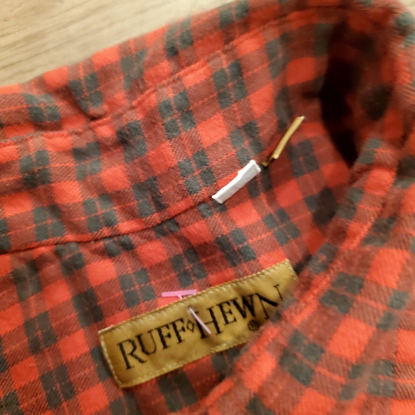 Vintage Ruff Hewn Red Plaid Flannel Shirt Button Yoke Detail Made in USA 12