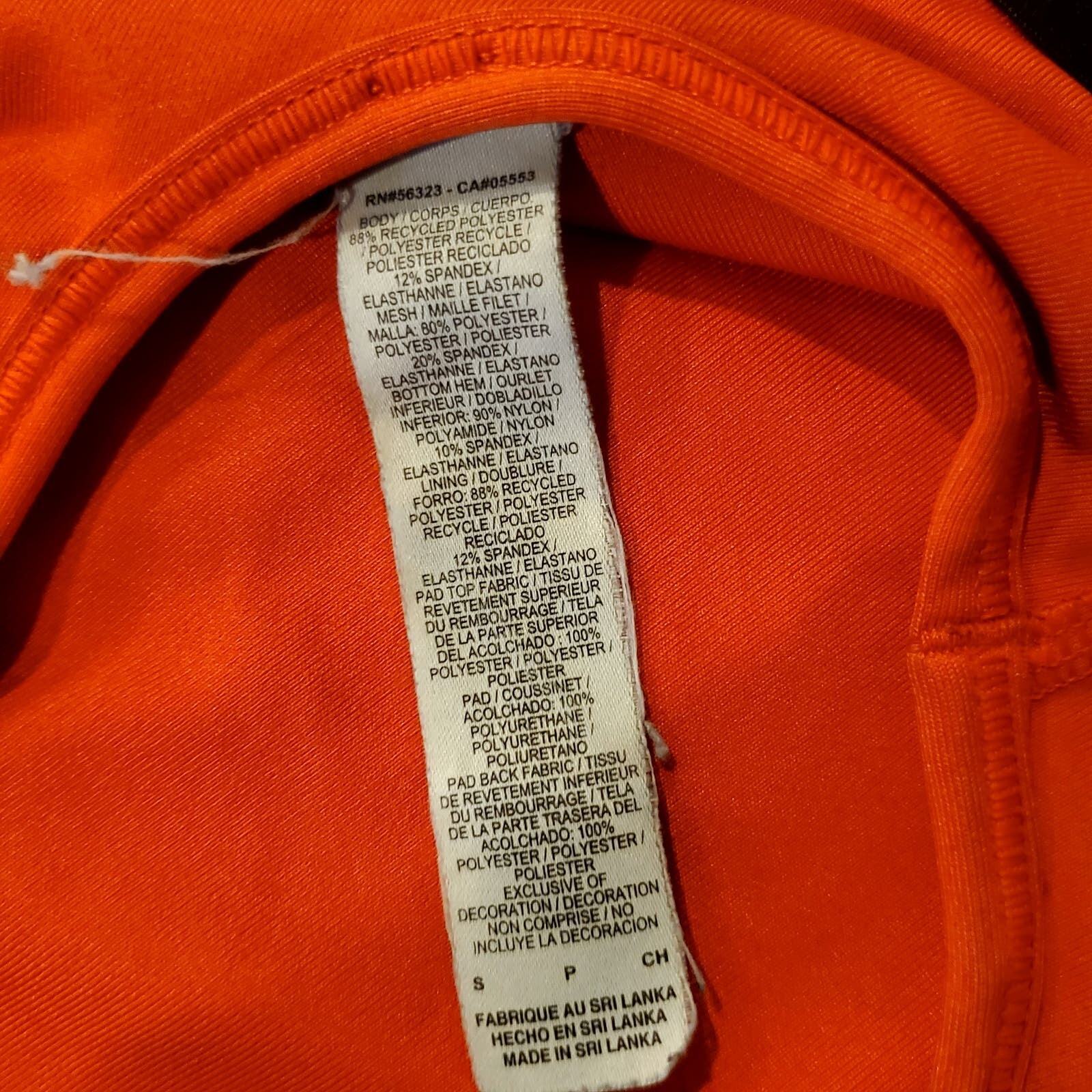 Red Nike Sports Bra Script Print Black Trim Elastic Small