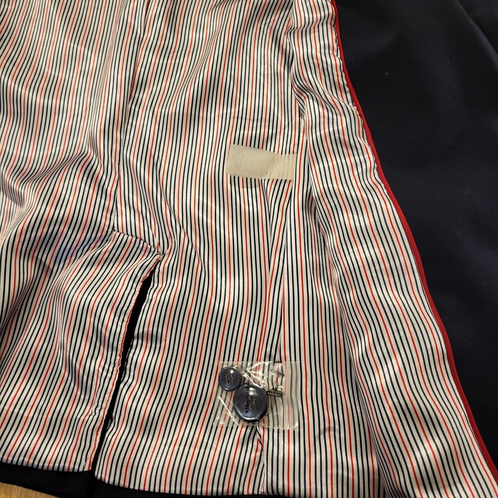 Tommy Hilfiger Size 10 Blue Blazer Satin Striped Lined Button & Gold Detail