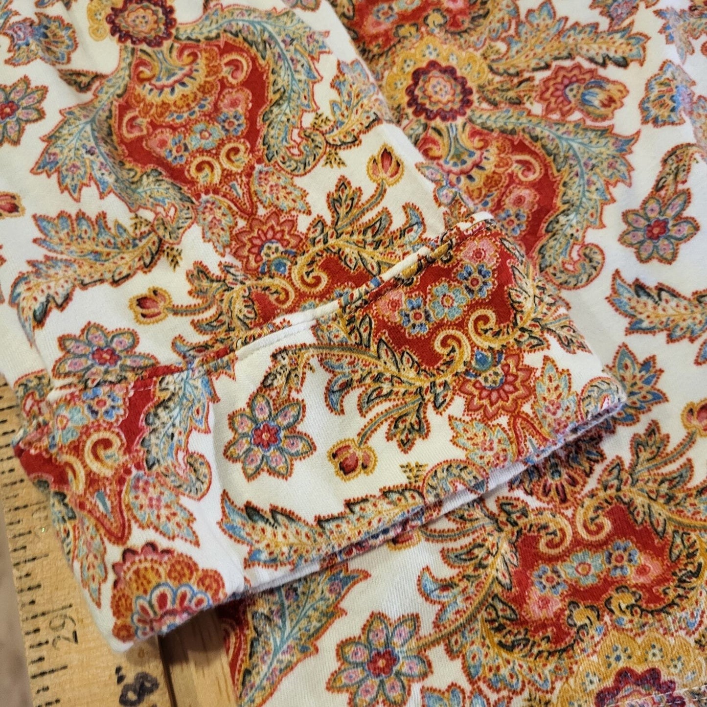 Ralph Lauren Paisley Light Weight Flannel Pajama Set Cotton Button Collared XL