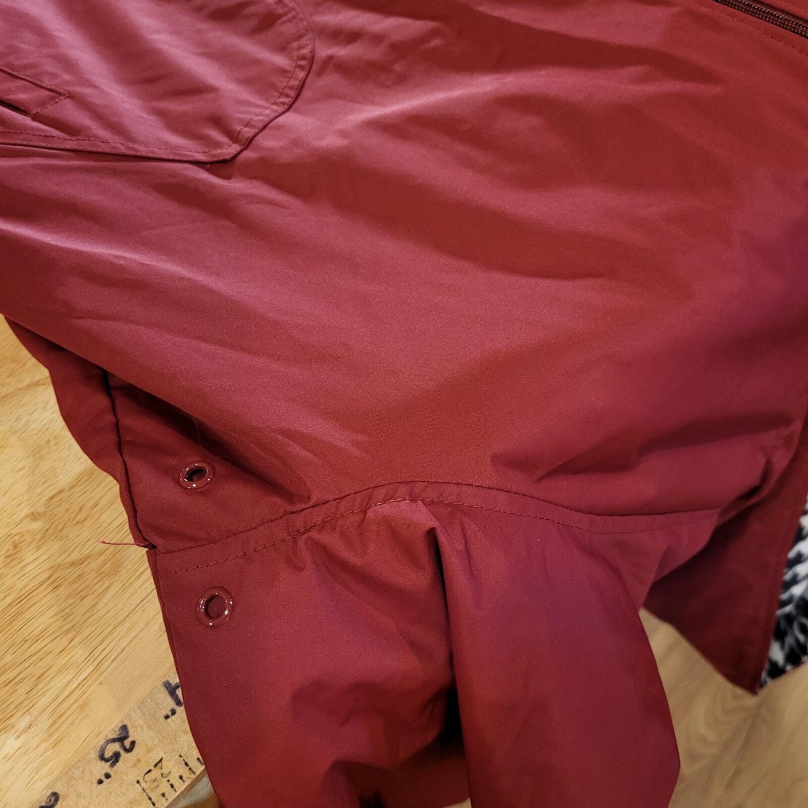 Giorgio Morandi Maroon Burgundy Fleece Reversable Houndstooth Rain Coat L