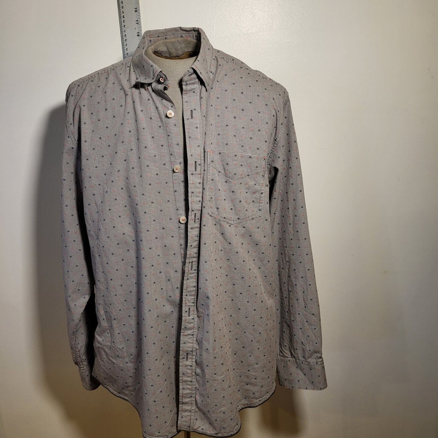 Tommy Bahama Jeans Blue Striped Cotton Shirt XL Collar Button Pocket