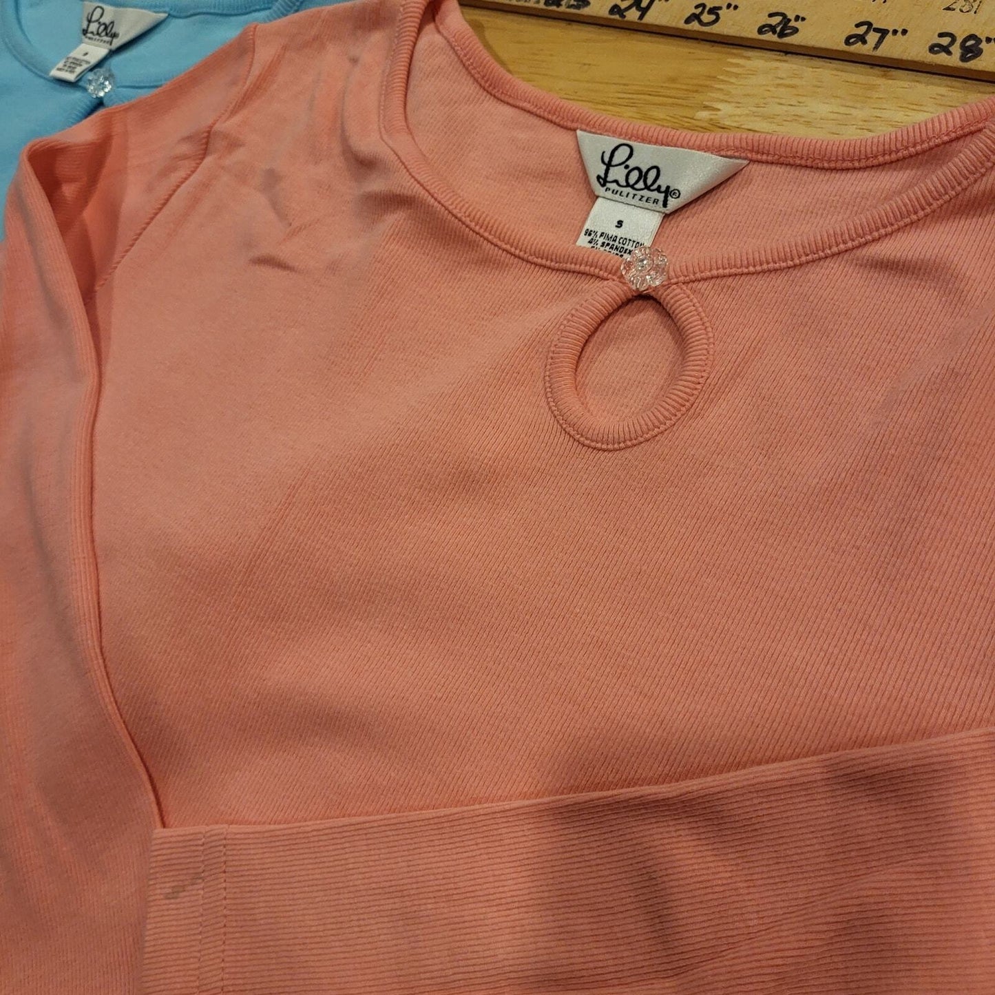 Lilly Pulitzer Lot of Two 3/4 Sleeve Keyhole Tee Shirt Button Detail Small