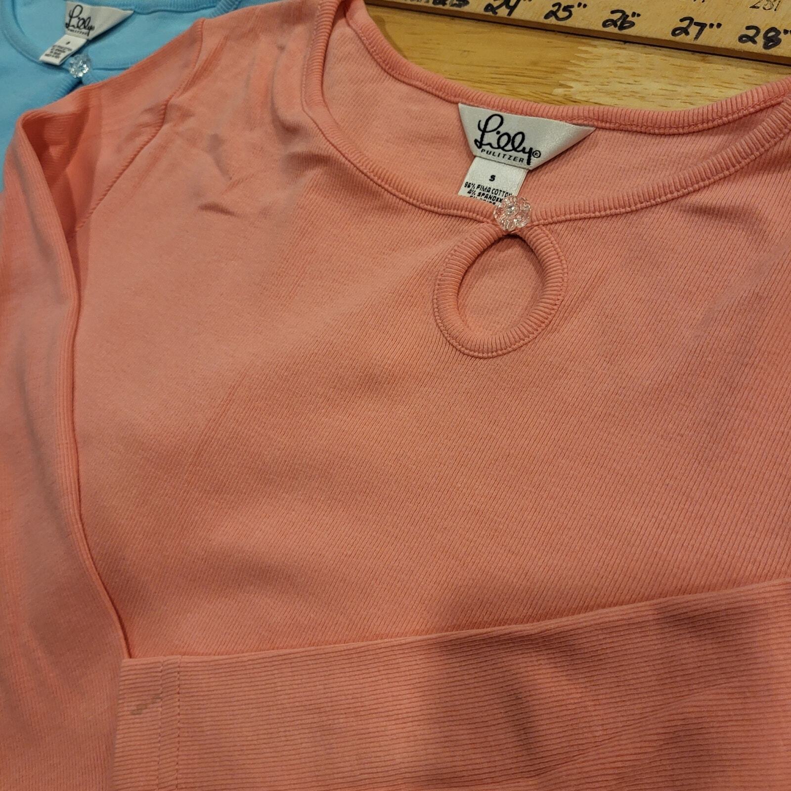 Lilly Pulitzer Lot of Two 3/4 Sleeve Keyhole Tee Shirt Button Detail Small