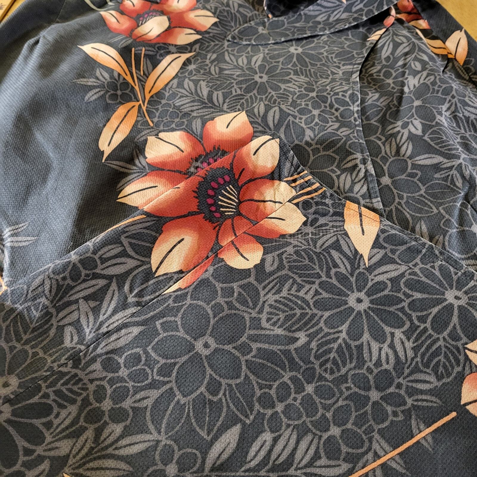 Tommy Bahama 100% silk Hawaiian pink charcoal Floral tie straight collard set