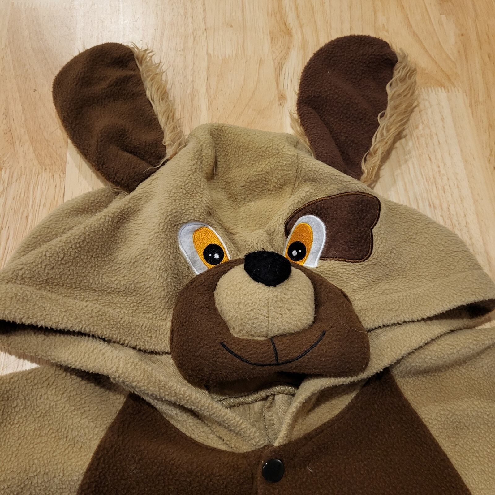 Fleece Dog One Piece Costume 19" Pit2pit Snap Pocket Tail 36" Shoulder to Hem 