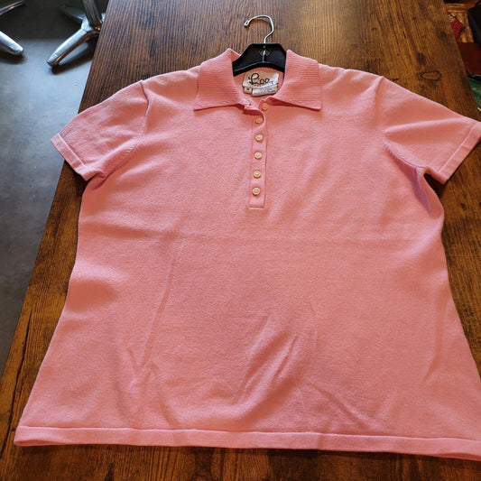Lilly Pulitzer Pink Cotton Golf Polo Size Medium Collared Stretch Button 19" P2P