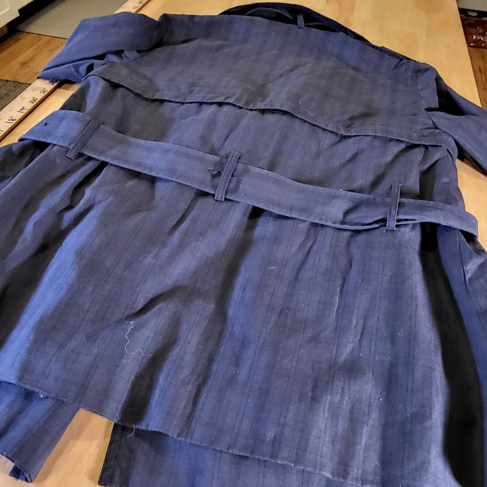 Elizabeth & Jaime Convertable Blue Pinstripe Belted 100% Cotton 20" P2P 22" Long