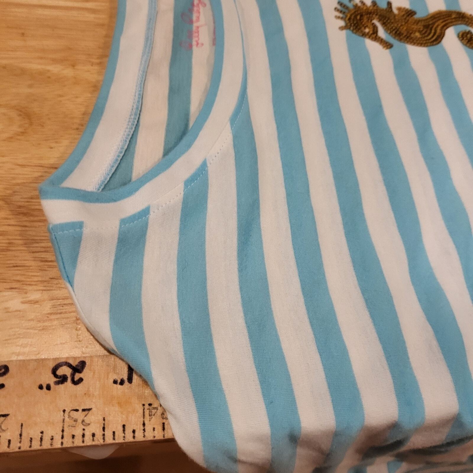 NWT Lily Pulitzer  blue white striped seahorse gold sequin embellishment 