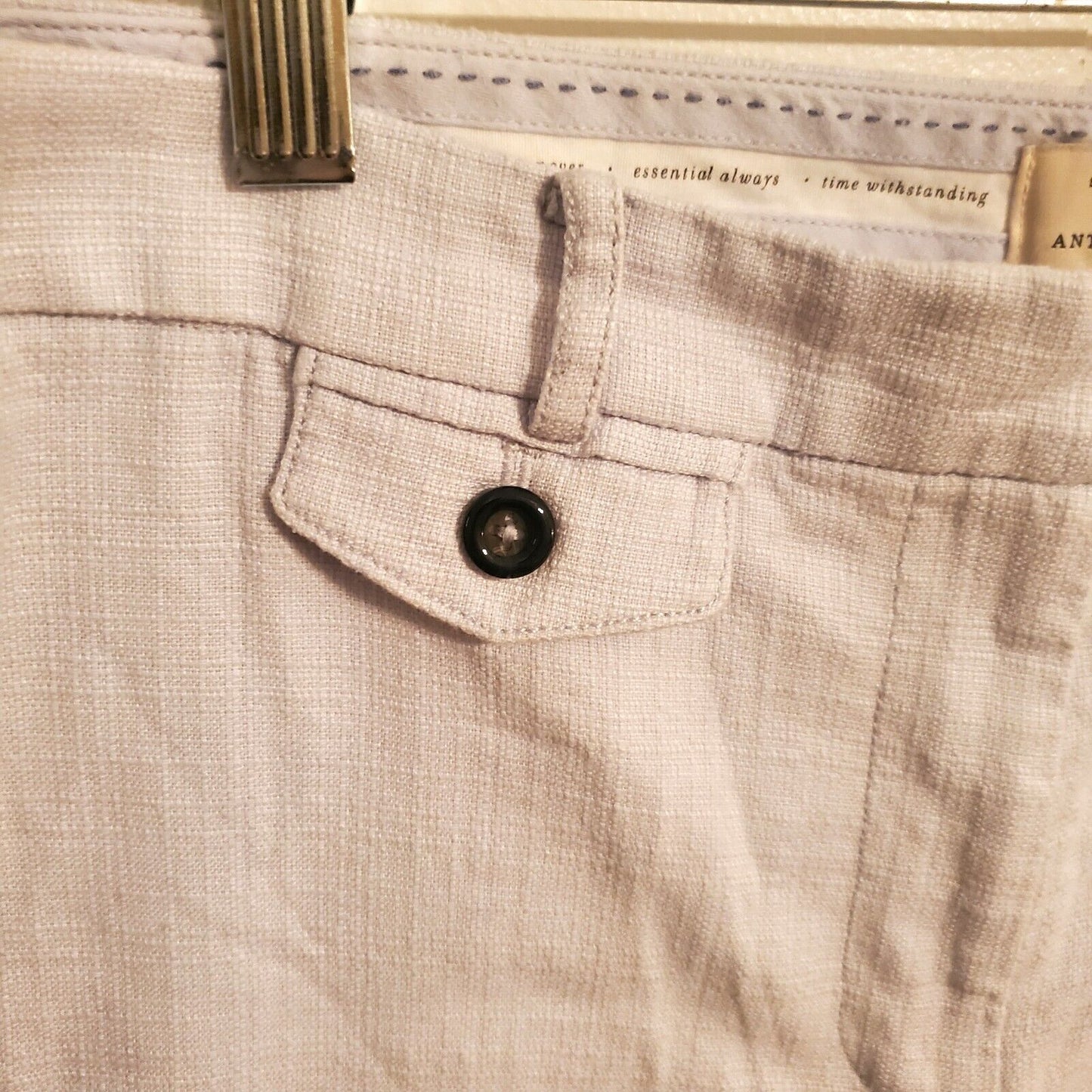 Anthropology The Essential Slim Pant Beige  Size 8 32" Waist 11" Rise 27" Inseam