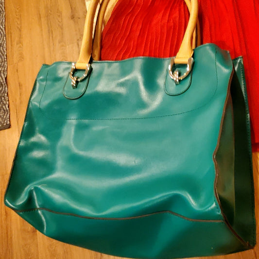 Vintage London Fog Bag Lined Pockets Contrast Handle Large