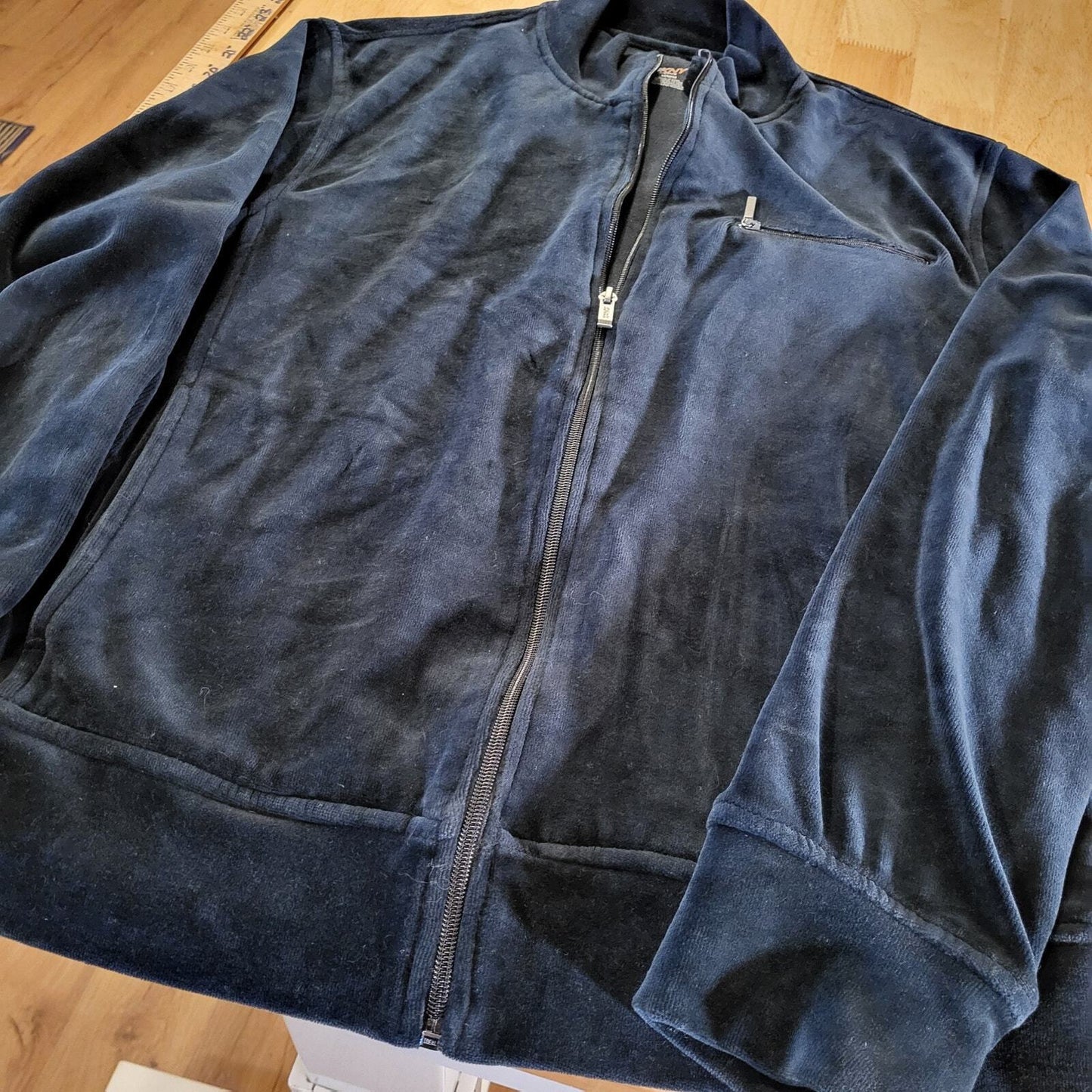 Black Terry Full Zip DKNY Track Jacket Cotton Blend Medium