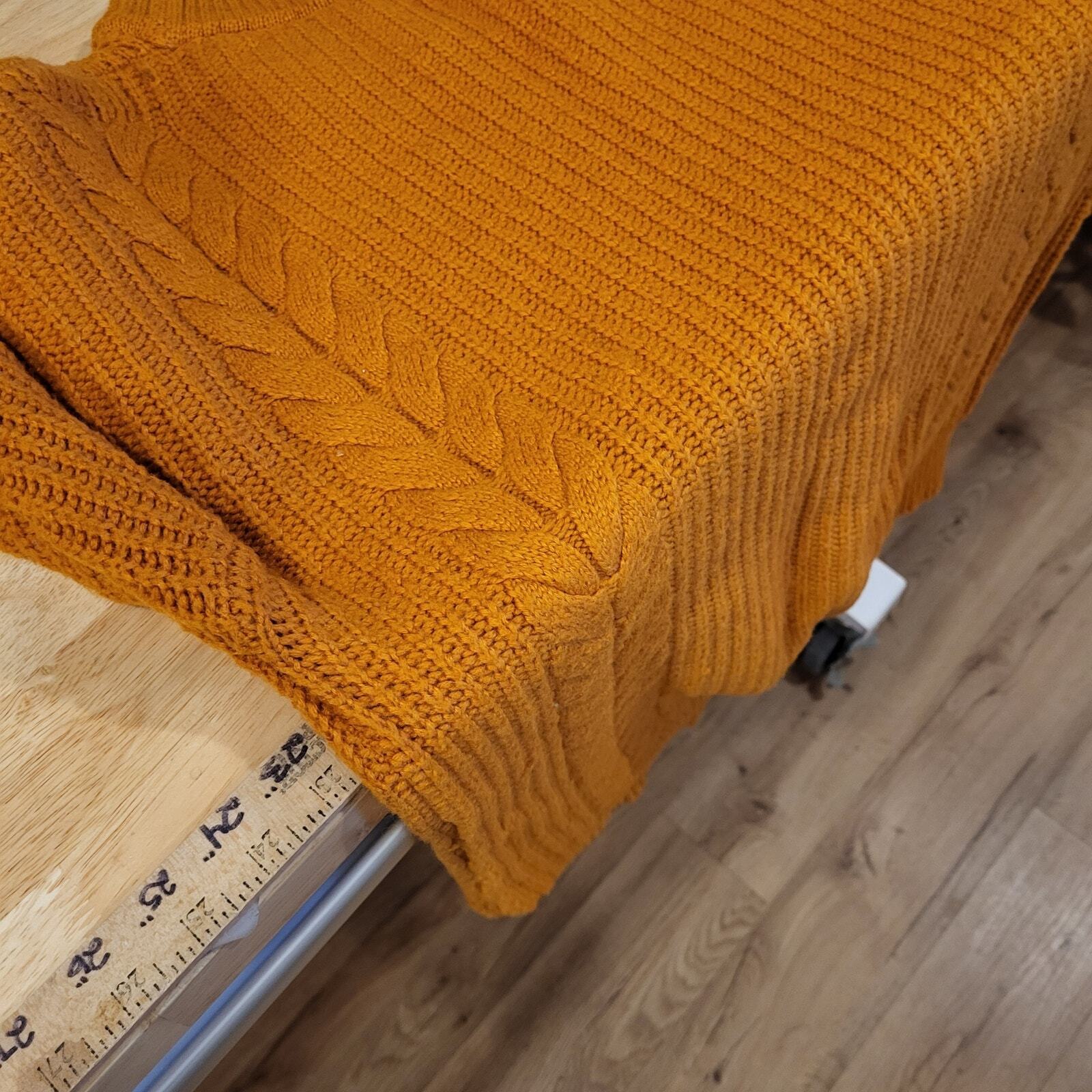 Orange Knit Jumper Sweater Chunky Knit No Label Soft Large Round Neck 