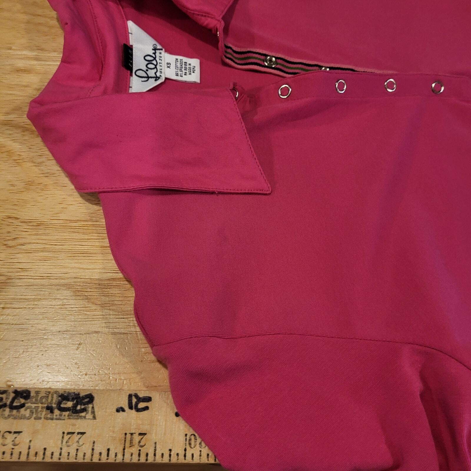 Lilly Pulitzer Pink Long Sleeve Golf Polo contrast detail small