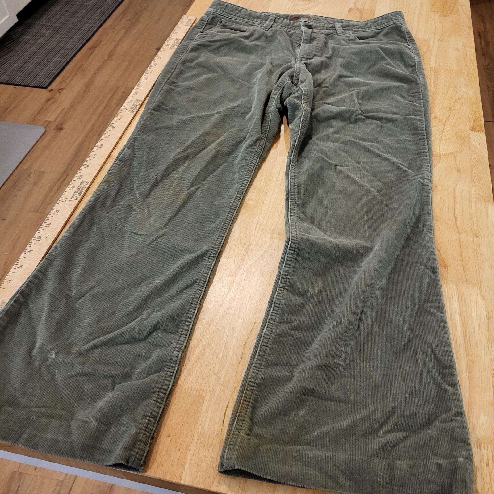 Eddie Bauer Cotton Blend Sage Green Corduroy Slacks 8 32" Waist Wide Leg