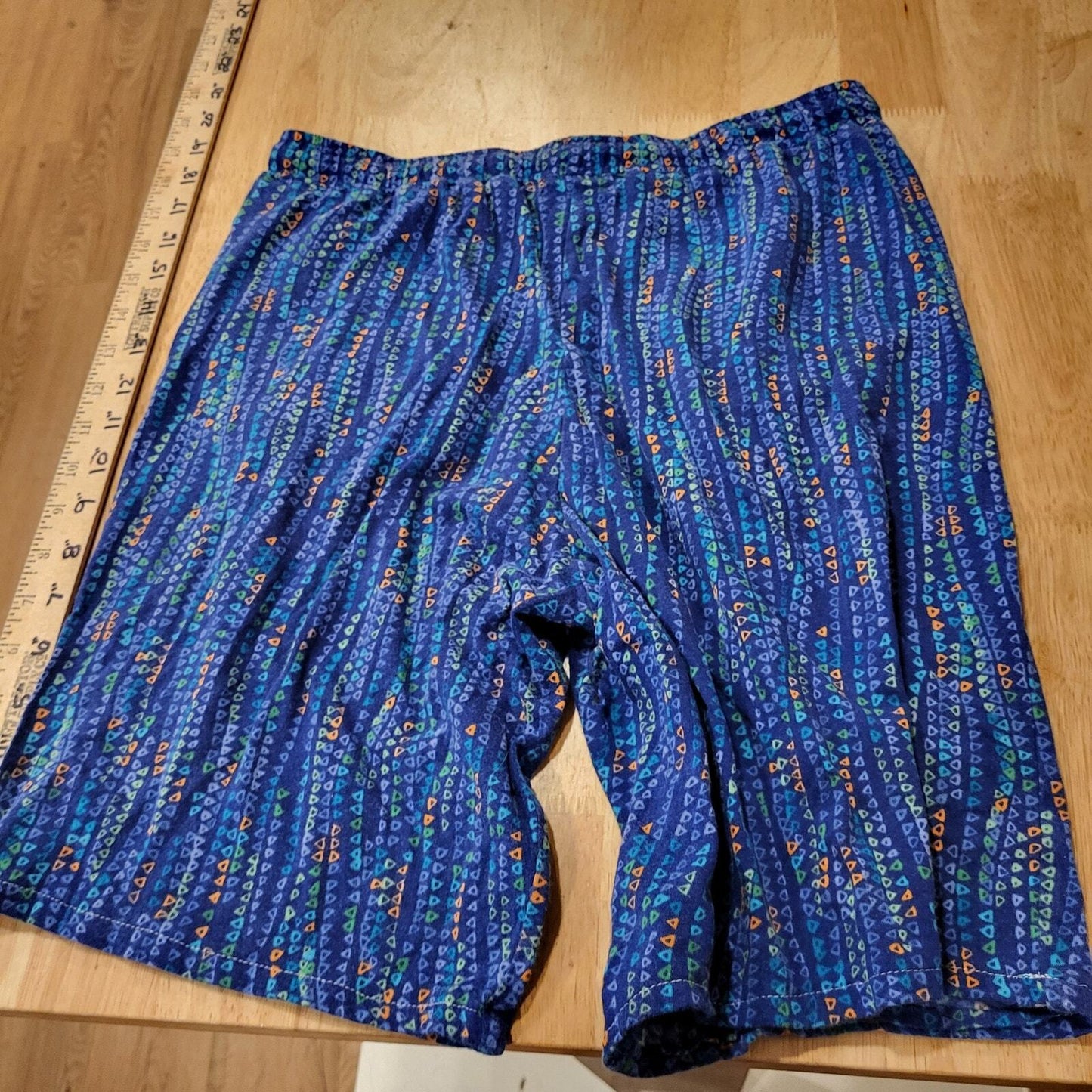 Axcess By Liz Claiborn 100% Cotton Vintage Geometric Blue Knit Elastic Waist