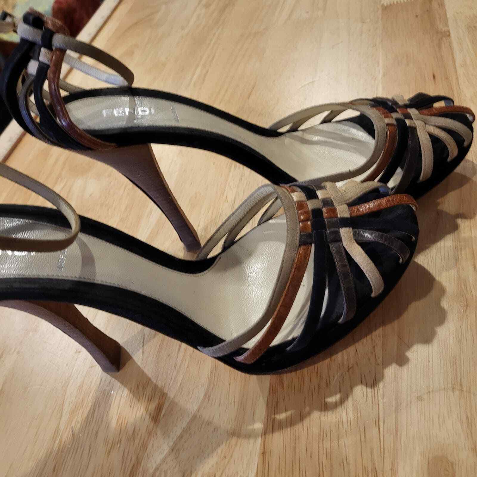 Strappy Leather Multi-color Fendi Stilletto Heals 41 Ankle Strap 