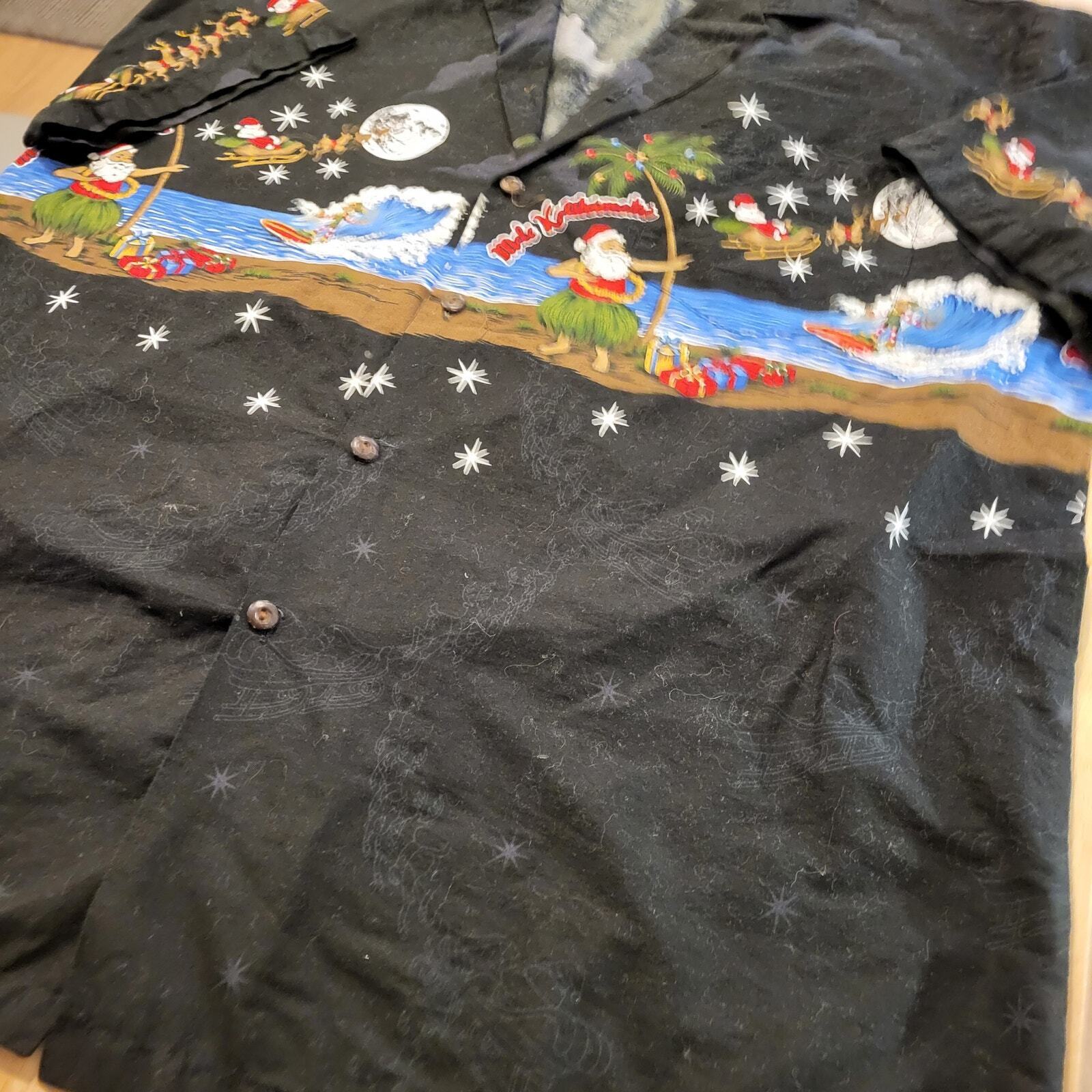 Pacific Legend Made in Hawaii Usa Christmas Santa Short Sleeve Button Down