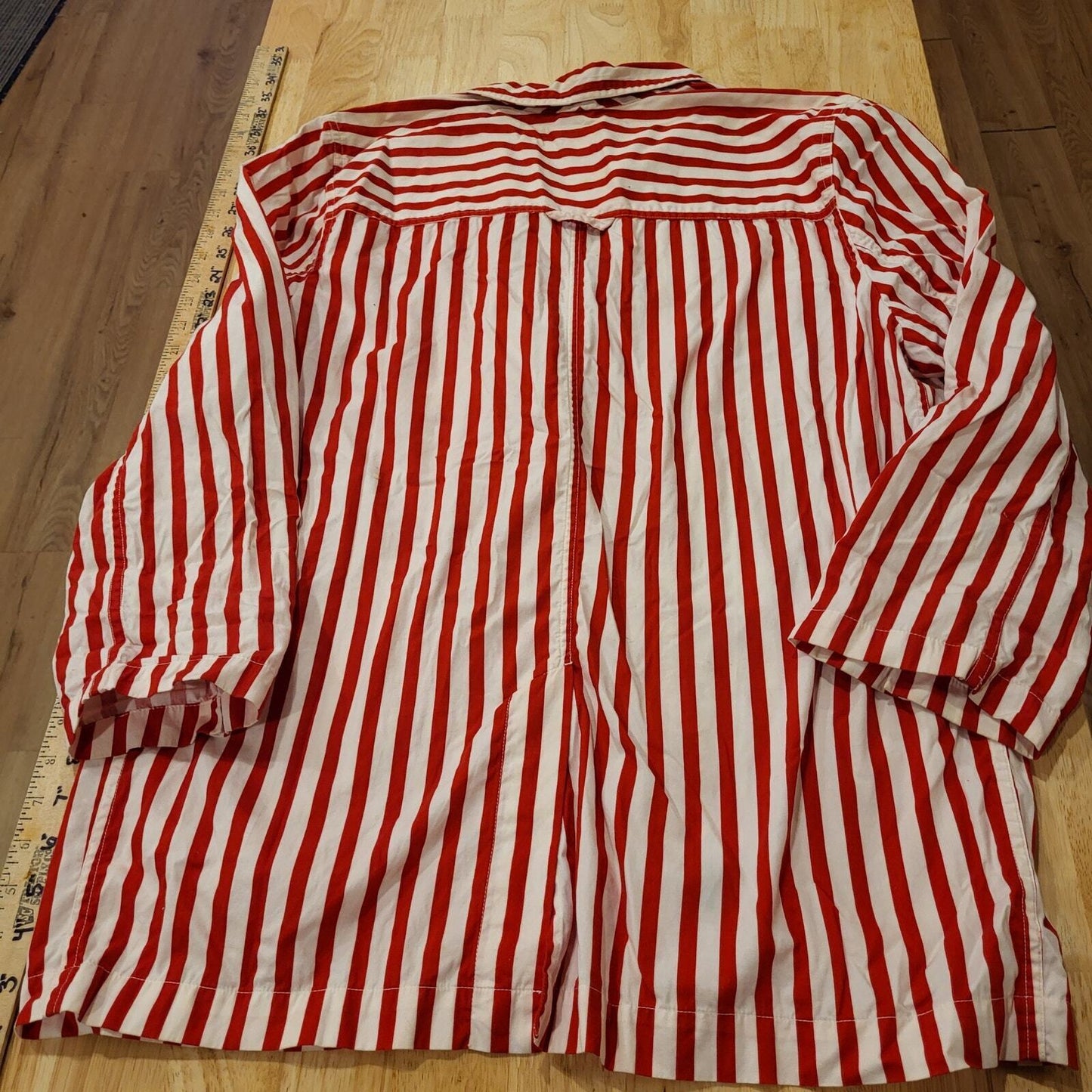 Vintage Liz Sport Red & White Striped Blazer Lightweight Cotton L Pockets