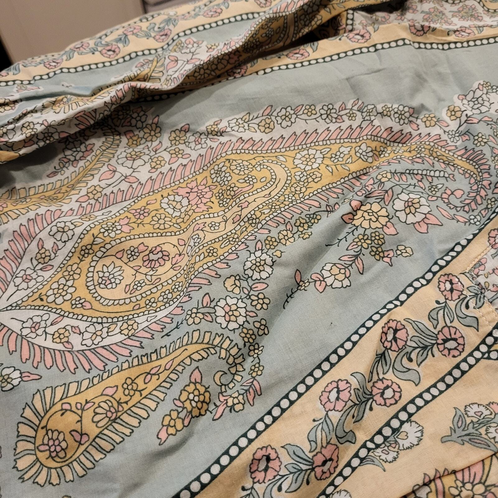 Soft Surroundings Voile Tabitha Tunic Blouse Paisley Petite Medium Collared