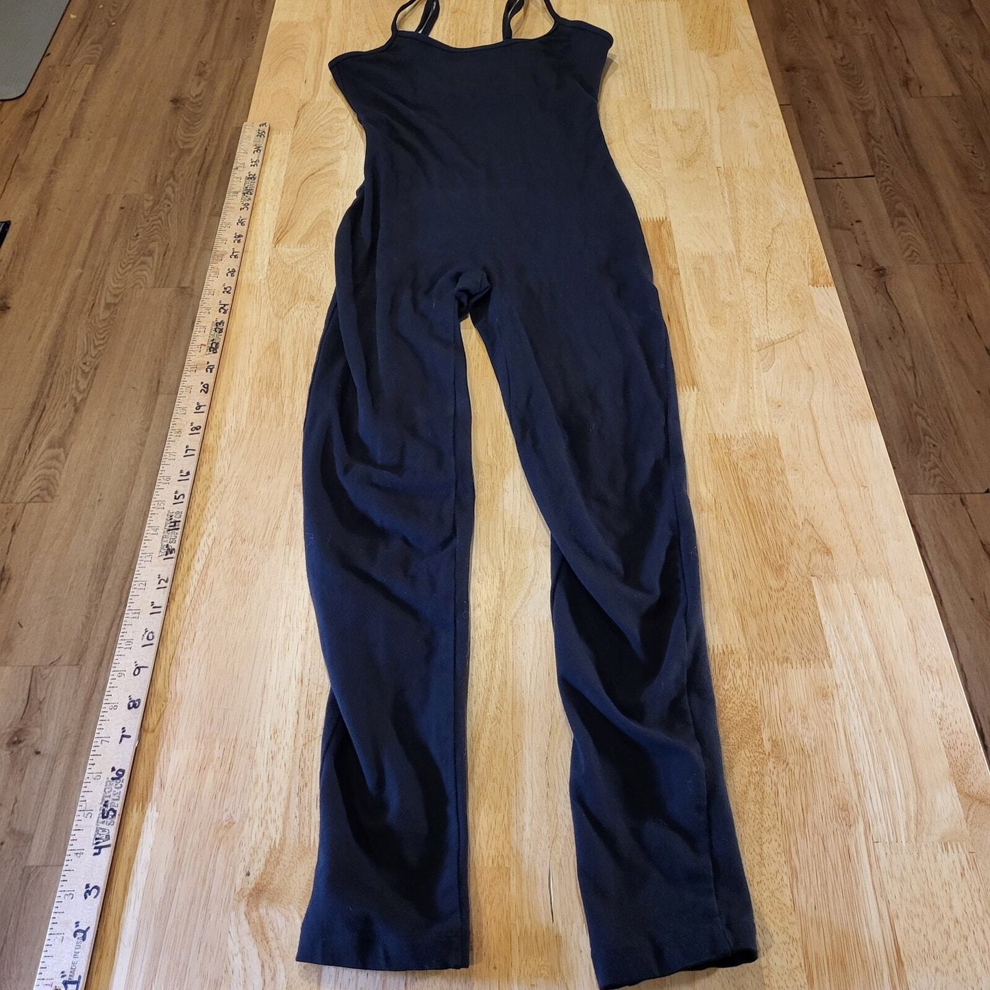 Treelance Black Spaghetti Strap Full Body Black Leotard Organic Cotton Spandex 