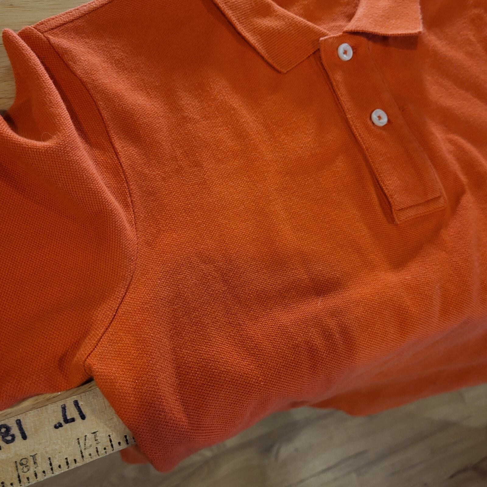Ralph Lauren The Skinny Polo Orange Medium Cotton Long Sleeve