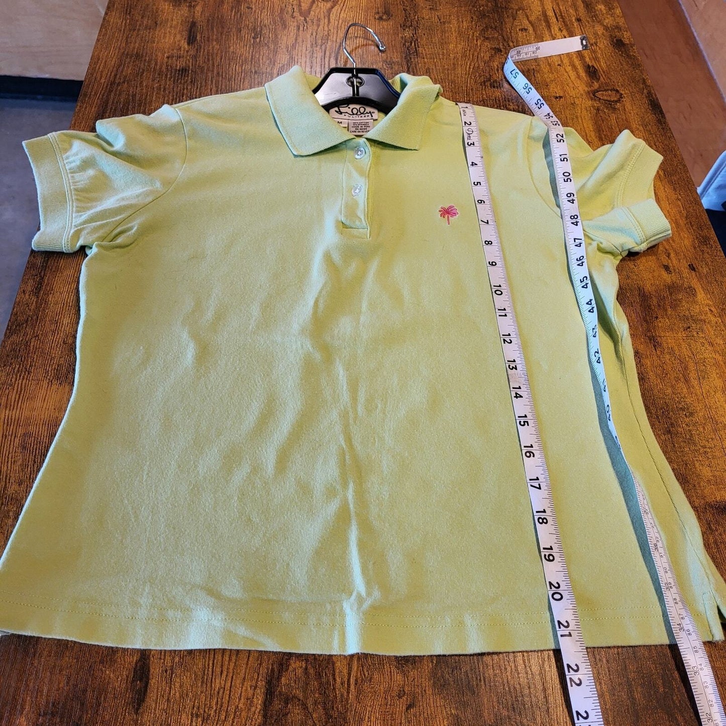 Lilly Pulitzer Lime Green Medium Golf Polo Collared Button 18" P2P