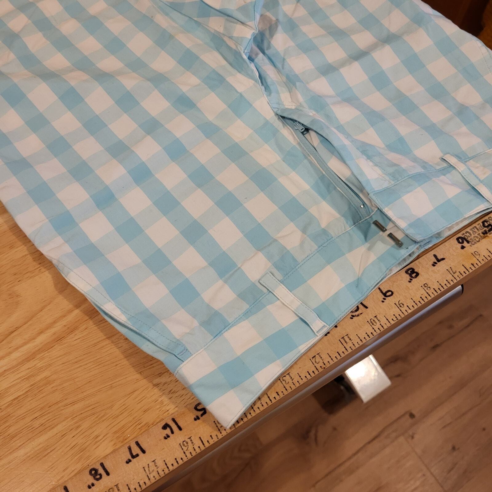 Lilly Pulitzer Blue gingham cropped pants zip pocket cotton straight size 6