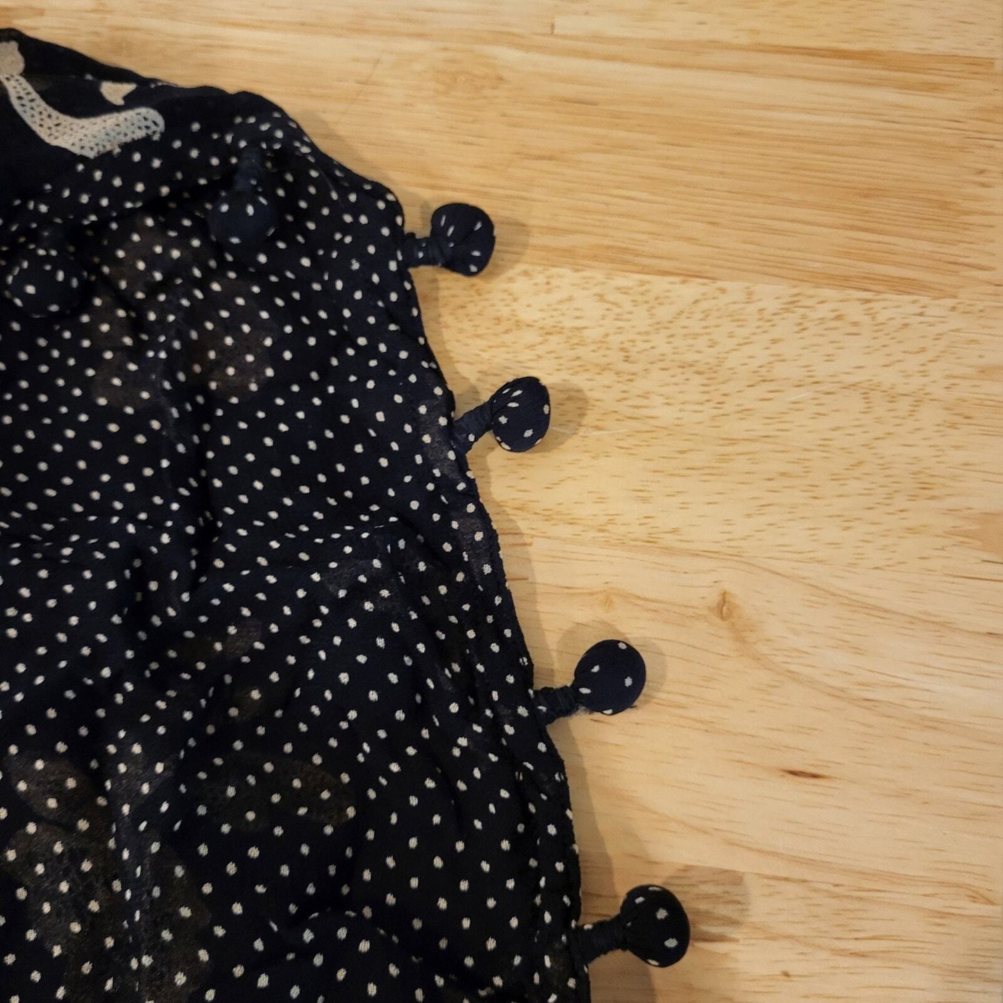 Beautiful Black Floral Silky Scarf White Floral Print 72" x 60" Polka Dots